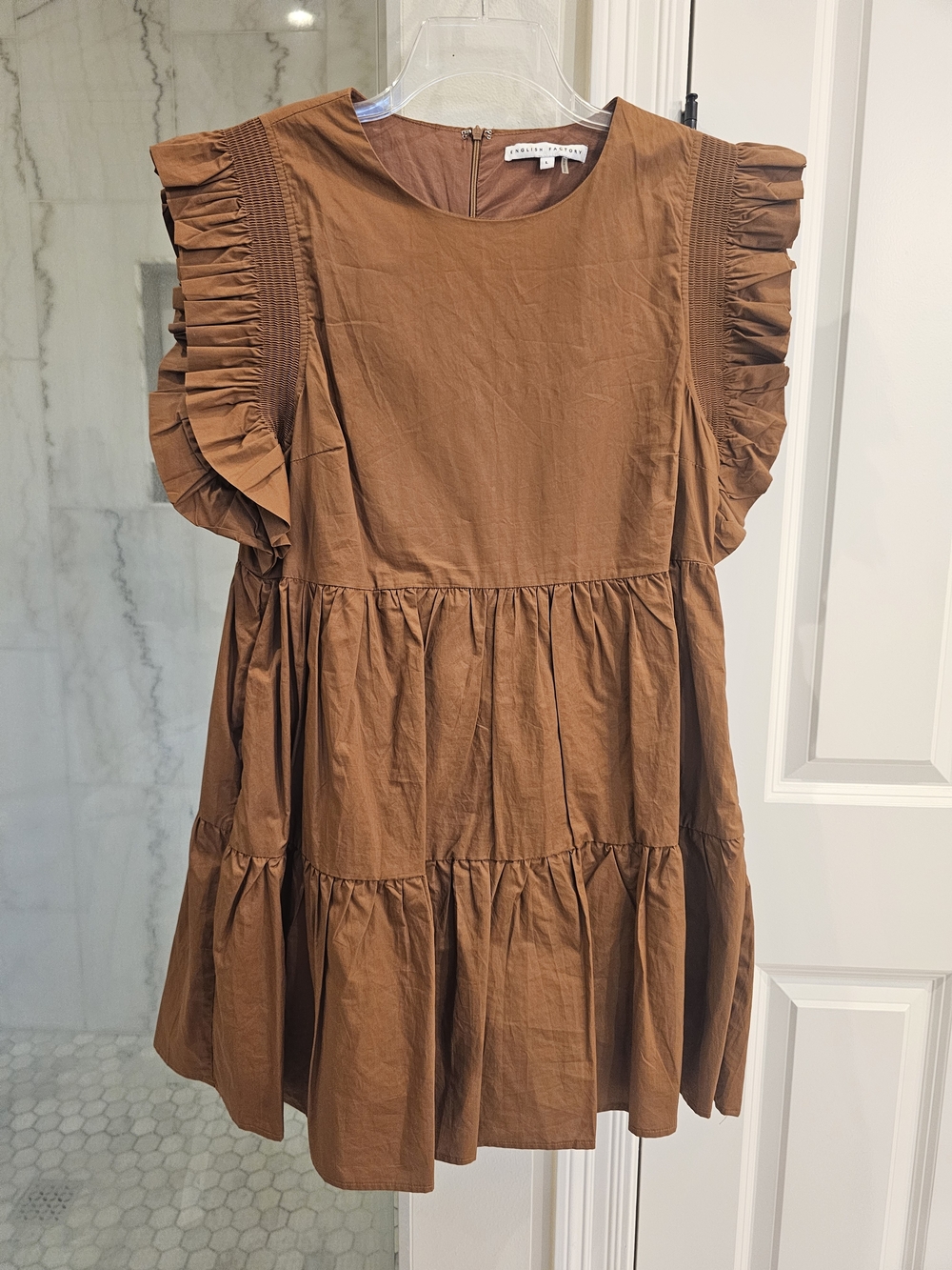 English Factory Brown Ruffled Mini Dress